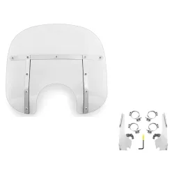 PartzBiz HD MEM3110 + MEK2013 - Memphis Shades Fats Clear 13” Windshield Mounts Kit Harley Softail Low Rider 18+