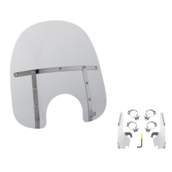 PartzBiz HD MEM3210 + MEK2013 - Memphis Shades Fats Clear 17” Windshield Mounts Kit Harley Softail Low Rider 18+