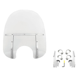 PartzBiz HD MEM3310 + MEK2013 - Memphis Shades Fats Clear 19” Windshield Mounts Kit Harley Softail Low Rider 18+