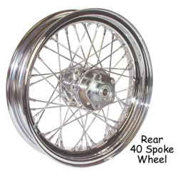 PartzBiz HD 51646 - 16 x 3 Chrome Tube 40 Spoke Rear Wheel Rim Harley Softail Touring Dyna 00-07