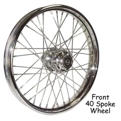 PartzBiz HD 51641 - 21” x 2.15” Chrome 40 Spoke Front Rim Wheel Harley Softail FXST Dyna 00-06