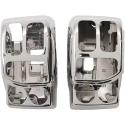 PartzBiz HD 13320 - ปุ่มสวิตช์แฮนด์รถ Chrome ที่อยู่อาศัยบาร์ชุดควบคุมมือ Harley 14+ Touring