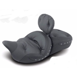 PartzBiz HD 79609 - Mustang Super One-Piece Regal Seat Black Studs w Driver Backrest Harley Touring