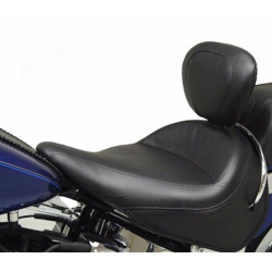 PartzBiz HD 79914 - Mustang Wide Solo Seat Black With Driver Backrest 2005-2017 Harley Deluxe 79914