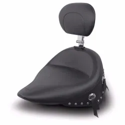 PartzBiz HD 79104 - Mustang Wide Touring Chrome Studded Solo Seat Driver Backrest Evo Harley Softail