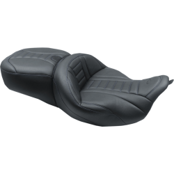 PartzBiz HD 79006SB - Mustang One Piece Deluxe Touring Seat Black Blue Vinyl Harley Bagger Trike 2008+ PartzBiz HD 79006SB - Mustang One Piece Deluxe Touring Seat Black Blue Vinyl Harley Bagger Trike 2008+