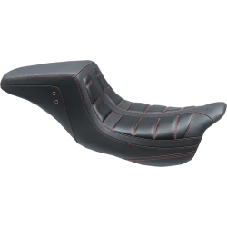 PartzBiz HD 75239AB - Mustang Squareback One-Piece Seat Tuck and Roll Black Red Harley Touring 2008+