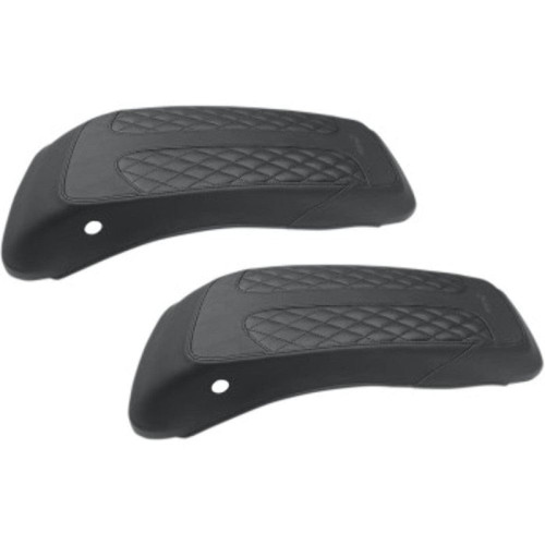PartzBiz HD: 3476678-Mustang Saddlebag Black Diamond Stitch Lid Covers 14-21 Harley Touring