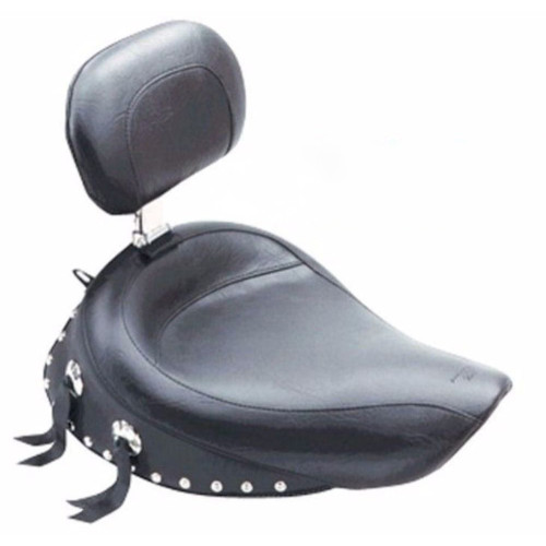 PartzBiz HD: 3458027-Mustang 16.5” Wide Studded Solo Seat With Driver Backrest 2006-2017 Harley Dyna