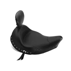 PartzBiz HD 79762 - Mustang Black Vintage Wide Touring Solo Seat Chrome Studs Backrest Indian 14-20 PartzBiz HD 79762 - Mustang Black Vintage Wide Touring Solo Seat Chrome Studs Backrest Indian 14-20