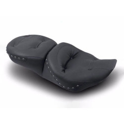PartzBiz HD 75466 - Mustang Wide One-Piece Black Studs Studded Regal Seat 1997-2007 Harley Touring