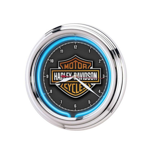 PartzBiz HD: 5000003-Harley-Davidson Uhr Essential Bar & Shield Blaue Neonuhr HDL-16675