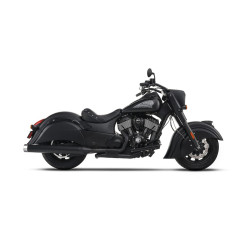PartzBiz HD 100-0551 - Rinehart Black Slimline True Dual Exhaust Pipe System Header Indian Touring 14+