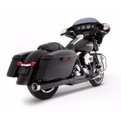 PartzBiz HD 200-0101C - Rinehart Black 2-in-1 Pipe Chrome Tip Header 2009-2016 ท่อไอเสีย Harley Touring