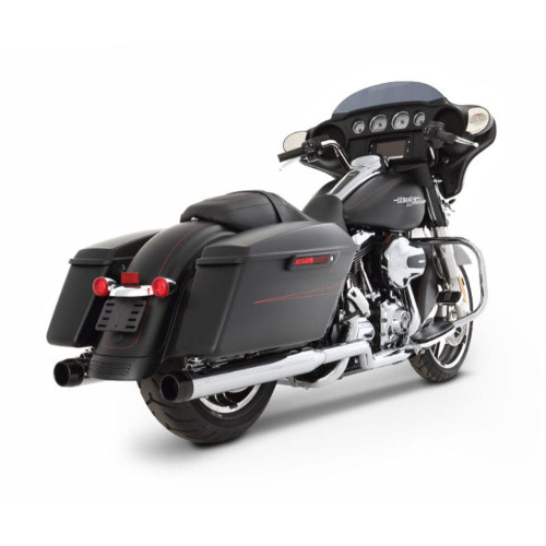 PartzBiz HD: 3453142-Rinehart Chrome 3.5” Xtreme True Duals Headers Black Tips Exhaust Harley Touring