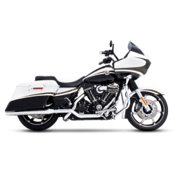 PartzBiz HD 100-0200C - Rinehart Chrome 4” Xtreme True Duals Headers Chrome Tips Exhaust Harley Touring