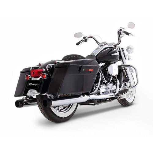 PartzBiz HD: 3456296-Rinehart Chrome True Dual Exhaust Black Tips 3.5” Mufflers 95-08 Harley Touring
