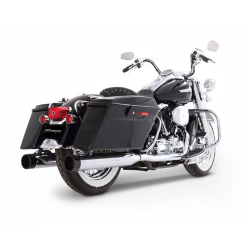 PartzBiz HD: 3456298-Rinehart Chrome True Dual Exhaust Black Tips 4” Mufflers 95-08 Harley Touring
