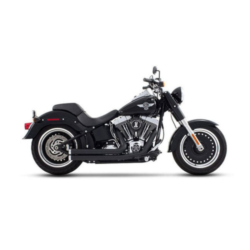 PartzBiz HD: 3481181-Rinehart 2:2 สีดำท่อ Chrome End Caps ท่อไอเสีย Harley Softail 1986-2017