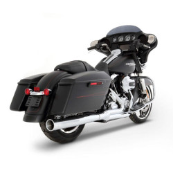 PartzBiz HD 200-0104C - Rinehart Chrome 2-into-1 Pipe & Tip Header 1998-2008 Harley Touring Exhaust