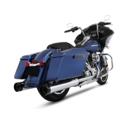 PartzBiz HD: 3474931-Rinehart 4‚” DBX40 ท่อไอเสีย Chrome Black Tip Slip On Harley Touring 95-16