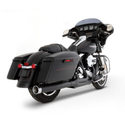 PartzBiz HD 200-0105C - Rinehart Black 2-in-1 Pipe Chrome Tip Header 1998-2008 ท่อไอเสีย Harley Touring