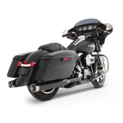 PartzBiz HD 100-0201C - Rinehart Black 4‚” Xtreme True Duals Headers Chrome Tips ท่อไอเสีย Harley Touring