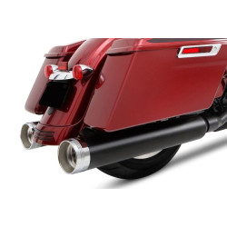 PartzBiz HD 500-0109TC - Rinehart Black Chrome MotoPro45 4.5 Slip On ท่อไอเสีย 95-16 Harley Touring