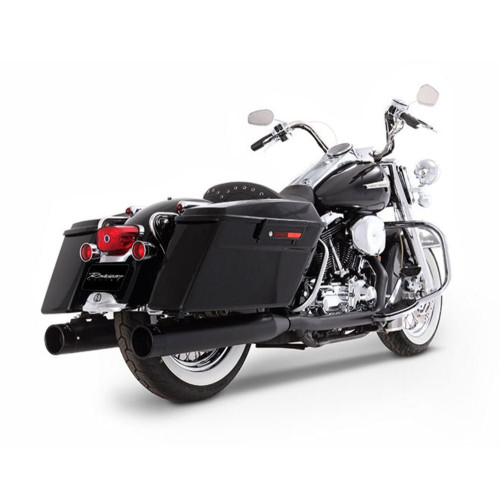 PartzBiz HD: 3453105-Rinehart Black True Dual Exhaust Black Tips 4 Mufflers 1995-2008 Harley Touring