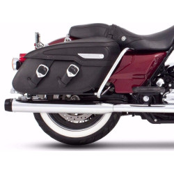 PartzBiz HD 500-0100 - Rinehart Chrome 3.5” Slip-On Black Tip Mufflers Exhaust 1995-2009 Harley Touring
