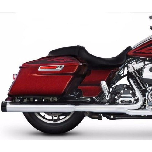 PartzBiz HD: 3453144-Rinehart Chrome 4” Slip-On Black Tip Mufflers Exhaust 17+ Harley Touring Bagger