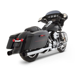 PartzBiz HD 100-0200 - Rinehart Chrome 4” Xtreme True Duals Headers Black Tips Exhaust Harley Touring
