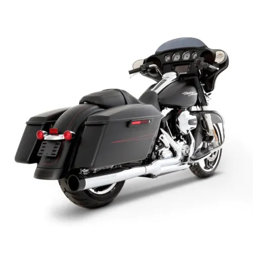 PartzBiz HD: 3458838-Rinehart Chrome Black 2 into 1 Headers Pipes Exhaust System 17+ Harley Touring