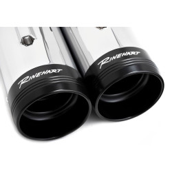 PartzBiz HD 500-0110T - Rinehart Chrome MotoPro45 4.5” Slip-On Mufflers Exhaust Pipes 17+ Harley Touring