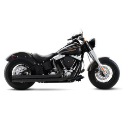 PartzBiz HD 300-0121 - Rinehart Churchill 2 Into 2 Black Pipes Tips Full Exhaust Harley Softail 86-17