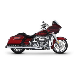PartzBiz HD 500-0182 - Rinehart DBX40 4” Slip-On Mufflers Chrome Black Exhaust Pipes Harley Touring 17+