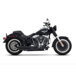 PartzBiz HD 300-0102 - Rinehart Racing 2 into 2 Black Pipes Exhaust System Harley Softail 1986-2017
