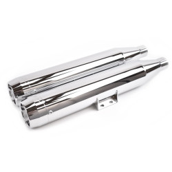 PartzBiz HD 500-1210C - Rinehart Racing 3.5” Chrome Slip On Mufflers Exhaust Pipes 18-21 Harley Softail