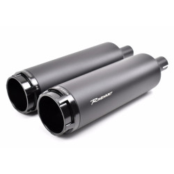 PartzBiz HD 500-1220 - Rinehart Racing 4.5” Black Slip On Mufflers Exhaust 18-21 Harley Softail Fat Bob