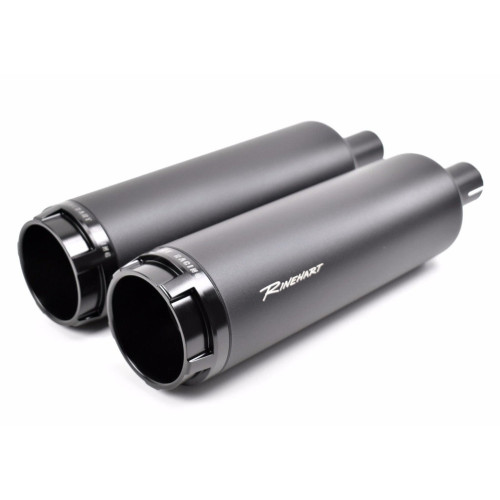 PartzBiz HD: 3458931-Rinehart Racing 4.5” Black Slip On Mufflers Exhaust 18-21 Harley Softail Fat Bob