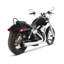 PartzBiz HD 200-0300 - Rinehart Racing Chrome 2 Into 1 Pipe Black End Cap Exhaust Harley Dyna 2006-2017 PartzBiz HD 200-0300 - Rinehart Racing Chrome 2 Into 1 Pipe Black End Cap Exhaust Harley Dyna 2006-2017