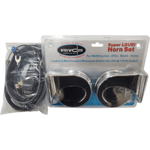 PartzBiz HD: 3490119-ชุดแตรไฟฟ้า Rivco Chrome 12V 118db OE Harley Touring Trike 1999+