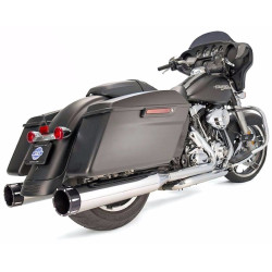 PartzBiz HD 550-0623 - S&S Chrome Mk45 4.5” Slip-On Exhaust Mufflers w/ Tracer Black Tip Harley Touring PartzBiz HD 550-0623 - S&S Chrome Mk45 4.5” Slip-On Exhaust Mufflers w/ Tracer Black Tip Harley Touring