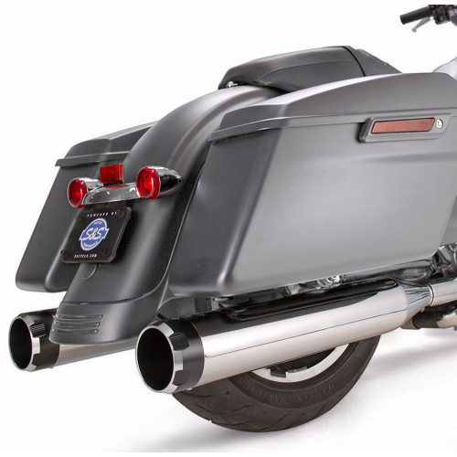 PartzBiz HD: 3453298-S&S Chrome MK45 4.5 Slip-On Mufflers Thruster Black End Caps 17+ Harley Touring