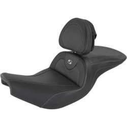 PartzBiz HD I14-07-185BR - Saddlemen Black Carbon Fiber Road Sofa Seat 2 Up Backrest Indian Touring 14-20