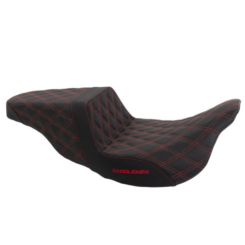 PartzBiz HD: 3475047-Saddlemen Red Lattice Stitch Carbon Fiber Gripper Step 2 Up Seat Harley Touring PartzBiz HD: 3475047-Saddlemen Red Lattice Stitch Carbon Fiber Gripper Step 2 Up Seat Harley Touring