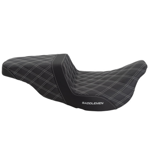 PartzBiz HD: 3475049-Saddlemen Silver Lattice Stitch Carbon Fiber Gripper Step Up Seat Harley Touring PartzBiz HD: 3475049-Saddlemen Silver Lattice Stitch Carbon Fiber Gripper Step Up Seat Harley Touring