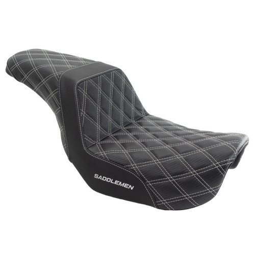 PartzBiz HD: 3475135-Saddlemen Silver Step 2 Up Lattice Diamond Stitch Seat Harley 06-17 Dyna FXD FLD