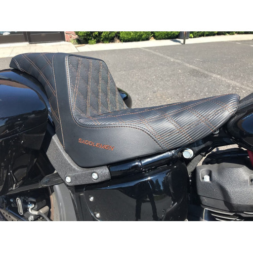 PartzBiz HD: 3474031-Saddlemen Step Up Brown Lattice Stitch Carbon Gripper Seat Harley Softail FXLRS