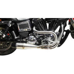 PartzBiz HD 930-01206 - Sawicki 2 into 1 Brushed Shorty Cannon Pipe Black Tip Exhaust Harley Dyna 91-17